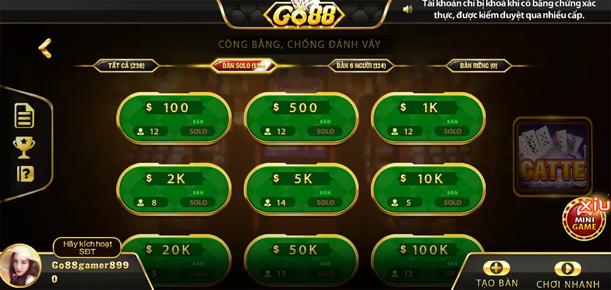 Các hình thức đặt cược game bài đổi thưởng go88